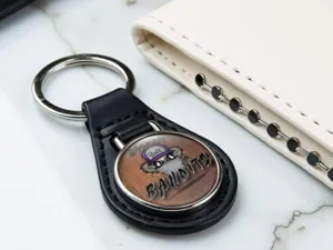 Personalised Leather Keychain Engraved Pattern